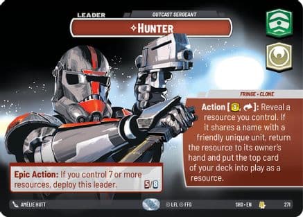 Hunter - Outcast Sergeant (Showcase) — Shadows of the Galaxy Star Wars: Unlimited card by Amelie Hutt
