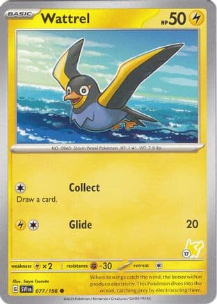 Wattrel - Pikachu 17 — Battle Academy 2024 Pokémon TCG card by Saya Tsuruta