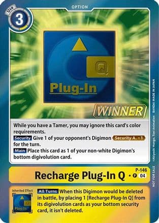 Recharge Plug-In Q - P-146 (Store Tournament 2024 Jul. - Sep. Winner Pack) — Digimon Promotion Cards