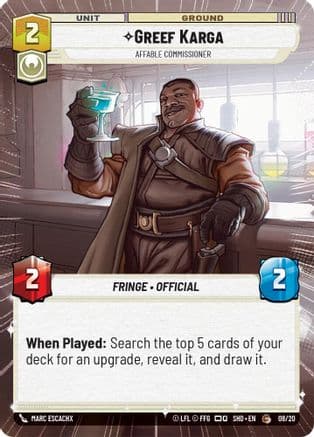 Greef Karga - Affable Commissioner (Hyperspace) — Shadows of the Galaxy: Weekly Play Promos