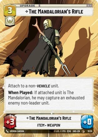 The Mandalorian's Rifle (Hyperspace) — Shadows of the Galaxy: Weekly Play Promos Star Wars: Unlimited card by Joshua Carson