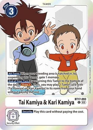Tai Kamiya & Kari Kamiya — Secret Crisis Digimon Card Game card by Akiyoshi Hongo, Toei Animation