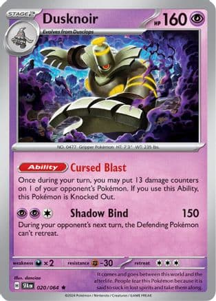 Dusknoir - 020/064 — SV: Shrouded Fable Pokémon TCG card by danciao