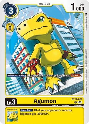 Agumon - BT17-029 — Secret Crisis Digimon Card Game card by Sanshuke Sakuma