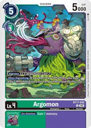 Argomon - BT17-045 — Secret Crisis Digimon Card Game card by Akiyoshi Honga, Toei Animation