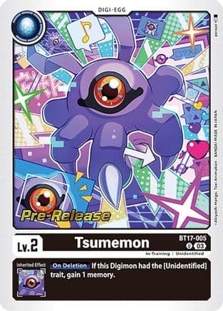Tsumemon — Secret Crisis Pre-Release Cards Digimon Card Game card by Akiyoshi Hongo, Toei Animation, BANDAI MADE IN JAPAN