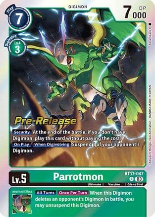 Parrotmon — Secret Crisis Pre-Release Cards Digimon Card Game card by Akiyoshi Honga, Toei Animation