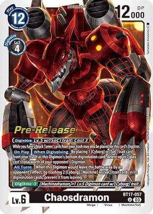 Chaosdramon — Secret Crisis Pre-Release Cards Digimon Card Game card by Tomotake Kinoshita