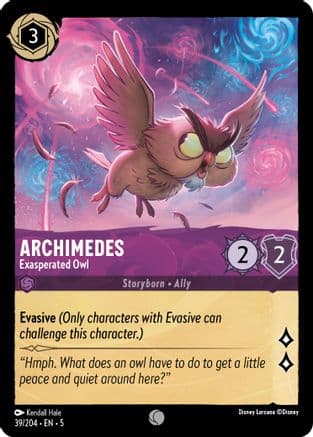 Archimedes - Exasperated Owl — Shimmering Skies Disney Lorcana card by Kendall Hale