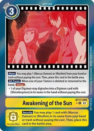 Awakening of the Sun (Secret Crisis: Movie Memorial Pack) — Secret Crisis Digimon Card Game card by Akiyoshi Hongo, Toei Animation