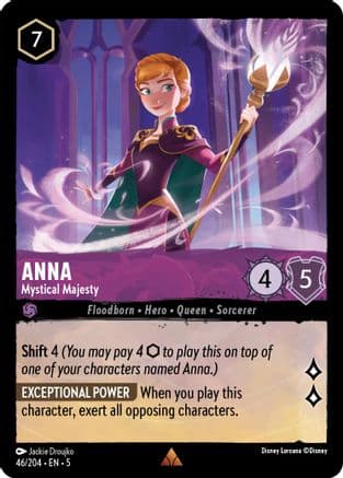 Anna - Mystical Majesty — Shimmering Skies Disney Lorcana card by Jackie Droujko