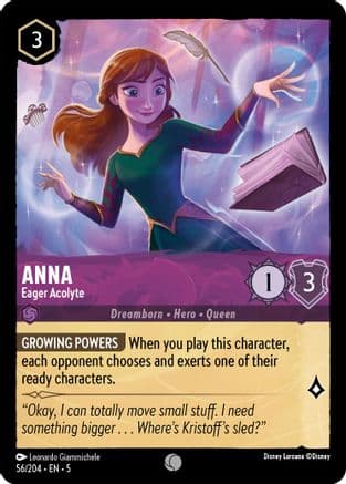Anna - Eager Acolyte — Shimmering Skies Disney Lorcana card by Leonardo Giammichele
