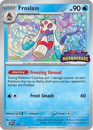 Froslass - 117 (Prerelease) [Staff] — SV: Scarlet & Violet Promo Cards Pokémon TCG card by mityu