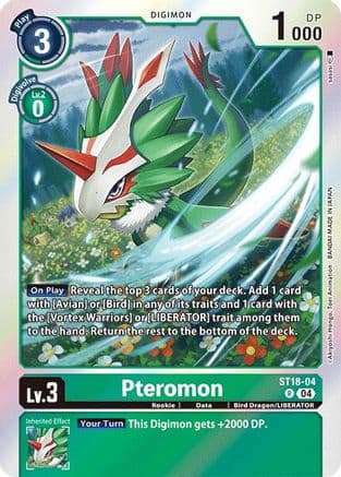 Pteromon — Starter Deck 18: Guardian Vortex Digimon Card Game card by Akiyoshi Hongo, Toei Animation