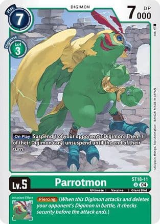 Parrotmon — Starter Deck 18: Guardian Vortex Digimon Card Game card by koki