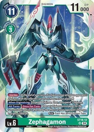 Zephagamon — Starter Deck 18: Guardian Vortex Digimon Card Game card by Akiyoshi Hongo, Toei Animation, BANDAI MADE IN JAPAN