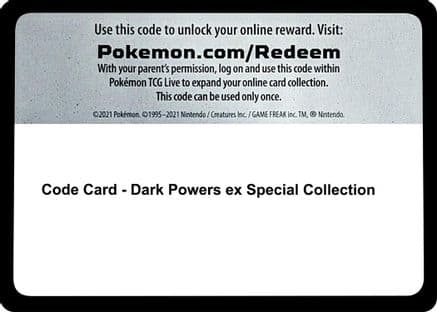 Code Card - Dark Powers ex Special Collection — Miscellaneous Cards & Products