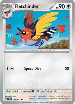 Fletchinder — SV07: Stellar Crown Pokémon TCG card by Julie Hang