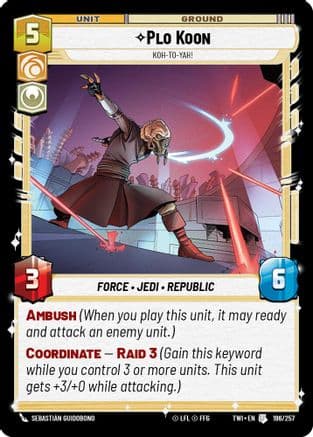 Plo Koon - Koh-to-yah! — Twilight of the Republic Star Wars: Unlimited card by Sebastián Guidobono
