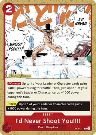 I'd Never Shoot You!!!! — Two Legends Pre-Release Cards