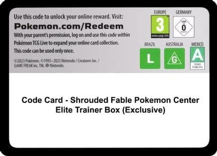 Code Card - Shrouded Fable Pokemon Center Elite Trainer Box (Exclusive) — SV: Shrouded Fable