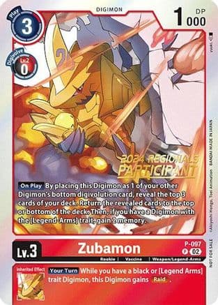 Zubamon - P-097 (2024 Regionals Participant) — Digimon Promotion Cards