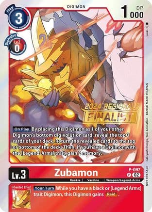 Zubamon - P-097 (2024 Regionals Finalist) — Digimon Promotion Cards