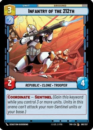 Infantry of the 212th — Twilight of the Republic Star Wars: Unlimited card by Sebastián Guidobono