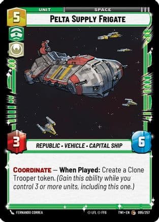 Pelta Supply Frigate — Twilight of the Republic Star Wars: Unlimited card by Fernando Correa
