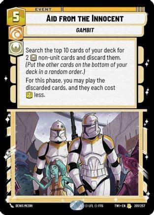 Aid from the Innocent — Twilight of the Republic Star Wars: Unlimited card by Denis Medri