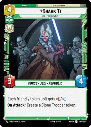 Shaak Ti - Unity Wins Wars — Twilight of the Republic Star Wars: Unlimited card by Tatsiana Maksimuk