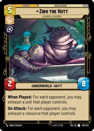 Ziro the Hutt - Colorful Schemer — Twilight of the Republic Star Wars: Unlimited card by Marc Escachx