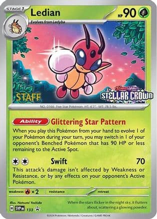 Ledian - 133 (Prerelease) [Staff] — SV: Scarlet & Violet Promo Cards Pokémon TCG card by Natsumi Yoshida