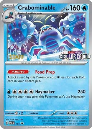 Crabominable - 134 (Prerelease) [Staff] — SV: Scarlet & Violet Promo Cards Pokémon TCG card by KEIICHIRO ITO