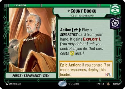 Count Dooku - Face of the Confederacy — Twilight of the Republic Star Wars: Unlimited card by Eric Hibbeler