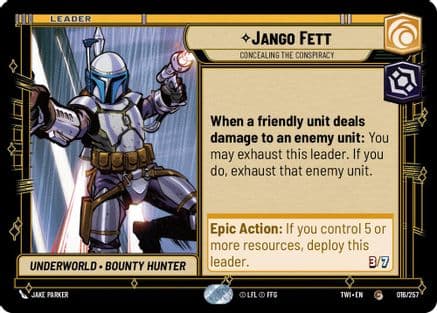 Jango Fett - Concealing the Conspiracy — Twilight of the Republic Star Wars: Unlimited card by Jake Parker
