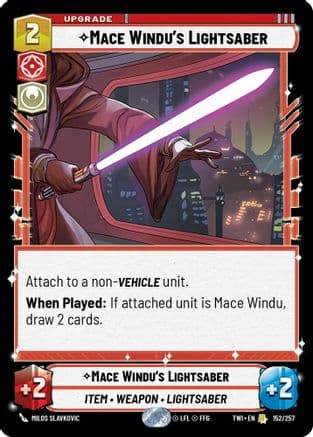 Mace Windu's Lightsaber — Twilight of the Republic Star Wars: Unlimited card by Milos Slavkovic