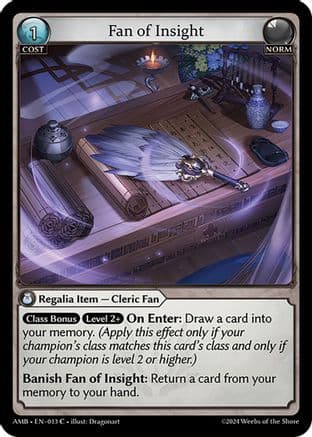 Fan of Insight — Mortal Ambition Grand Archive TCG card by Jiwei Dugasoton
