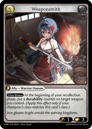 Weaponsmith — Mortal Ambition Grand Archive TCG card by Gyool