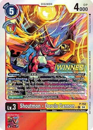 Shoutmon + Dorulu Cannon (Store Tournament 2024 Oct. - Dec. Winner Pack) — Digimon Promotion Cards