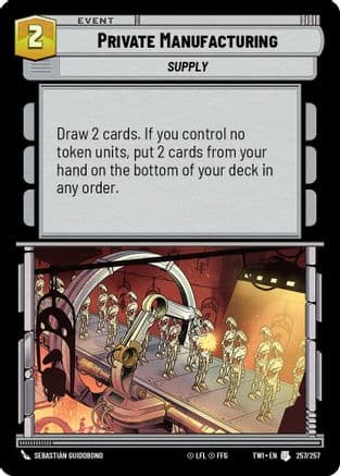 Private Manufacturing — Twilight of the Republic Star Wars: Unlimited card by Sebastián Guidobono