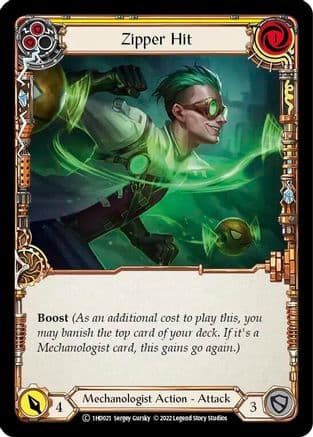 Zipper Hit (Yellow) — Historic Pack 1 Blitz Deck: Dash Flesh and Blood card by Sergey Gursky