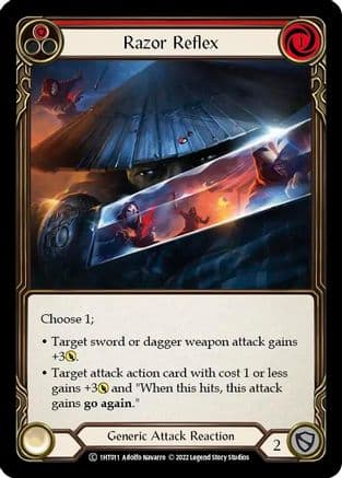 Razor Reflex (Red) — Historic Pack 1 Blitz Deck: Dorinthea Flesh and Blood card by Adolfo Navarro