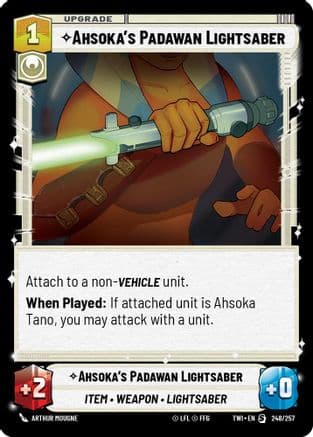 Ahsoka's Padawan Lightsaber — Twilight of the Republic Star Wars: Unlimited card by Arthur Mougne