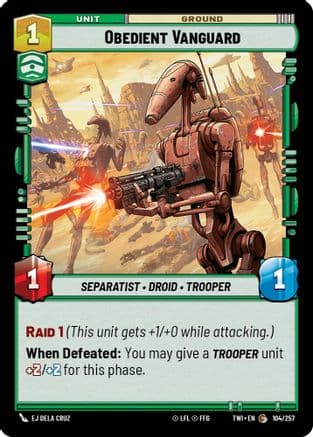 Obedient Vanguard — Twilight of the Republic Star Wars: Unlimited card by EJ Dela Cruz