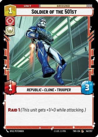 Soldier of the 501st — Twilight of the Republic Star Wars: Unlimited card by Kyle Petchock