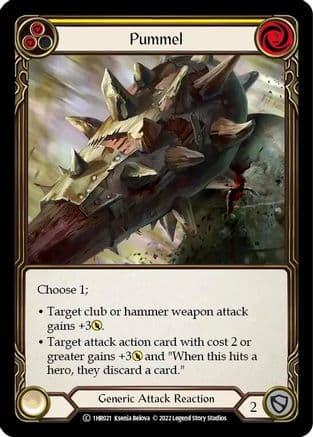 Pummel (Yellow) — Historic Pack 1 Blitz Deck: Rhinar Flesh and Blood card by Ksenia Belova