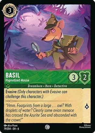 Basil - Hypnotized Mouse — Azurite Sea Disney Lorcana card by Alice Pisoni