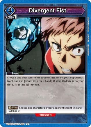 Divergent Fist — UE03ST: Jujutsu Kaisen Starter Deck Union Arena card by GE</0> <0xE3><0x82><0xB3><0xE3><0x83><0xB3><0xE3><0x83><0x90><0xE3><0x83><0xBC><0xE3><0x82><0x89><0xE3><0x81><0x84><0xE3><0x81><0xAE><0xE5><0xAD><0x90> (Gojo, Kōshi)