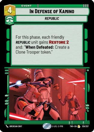 In Defense of Kamino — Twilight of the Republic Star Wars: Unlimited card by Omercan Cirit
